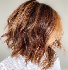 Copper Red Lob Wigs with Caramel Highlights for Women Caucasian 100% H – SULMY Caramel Blonde Brown Hair, Caramel Balayage Bob Lob Haircut, Bob Caramel Balayage, Brown To Copper Balayage, Styling A Lob, Blonde Caramel Hair, Short Blonde Balayage, Caramel Bob, Blond Bangs