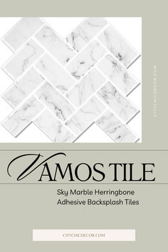 the back cover of an advertise book with marble tiles in black and white