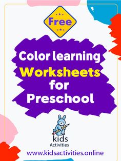 a poster with the words, color learning worksheets for preschool on it