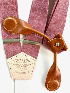 Full Set of Stratton Suspenders in Bandera Red Linen Paired with Your Choice of Pontedero Veg-Tan, Italian Leather Stratton Suspender Company has bridged this gap between the timeless look of traditional button-on braces without the hassle of tailoring. Stratton Suspender Co. uses a Patent Pending “Modular Twin-Magnetic Clasp System” to give the user the look of traditional button-on suspenders with the convenience of clips; yet with a comfort and versatility unmatched in history. The magnets ar Classic Adjustable Belts And Suspenders For Summer, Vintage Belts And Suspenders With Adjustable Straps, Classic Fitted Belts And Suspenders With Adjustable Straps, Red Suspenders, Derby Outfits, Leather Suspenders, Suspenders Set, Magnetic Clasp, Suspenders