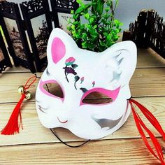 2019 Halloween Fox Mask Hand-Painted Japanese Half Face Mask - sparklingselections Carnival Christmas, Wicked Costumes, Halloween Birthday Party, Fox Mask, Half Face Mask, Mask Halloween, Style Anime