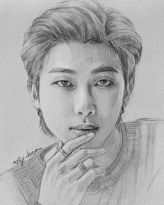 Namjoon Pencil Sketch, Rm Art Drawing, Rm Drawing Sketch, Namjoon Drawing Easy, Rm Pencil Sketch, Bts Anime Drawing, Bts Members Drawing, Bts Pencil Sketch, Bts Pencil Drawing