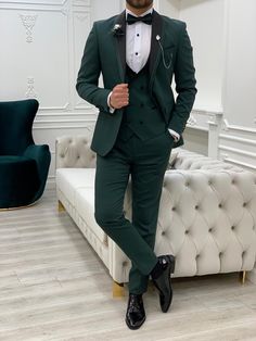 Partoni Royal Green Slim Fit Tuxedo-baagr.myshopify.com-1-BOJONI Tuxedo Suit For Men, Peak Lapel Tuxedo, Navy Blue Tuxedos, Prom Tuxedo, Formal Vest, Blue Tuxedos