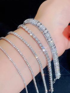 Real Tennis Bracelet for Women 925 Sterling Silver Wedding Jewelrys | eBay Quince Bracelets, Silver Wedding Jewelry, Fine Jewelry Bracelets, Christmas Gifts For Women, Fine Jewelry Gift, Bracelet For Women, Silver Wedding, Moissanite Diamonds, Tennis Bracelet