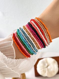 20pcs Beige Bead Elastic Bracelet Set (Colors May Vary Slightly Due To Dyeing Process) Colorful Fashionable   Glass     Women Fashion Jewelry, size features are:Bust: ,Length: ,Sleeve Length: Bracelet Bar, Yellow Bracelet, Craft Corner, Bracelet Ideas, Bar Bracelets, Watches Women Fashion, Elastic Bracelet, Dyeing Process