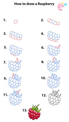 how to draw a raspberry for kids with numbers 1 - 10 and counting