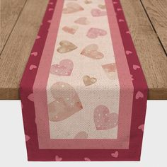 a table runner with hearts on it