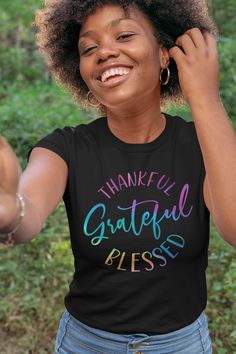 Digital Lettering, Digital Brushes, Procreate Brushes, Thanksgiving Shirts, How To Make Tshirts, Creative Market, Gratitude, Print Quality, Short Sleeve Tee