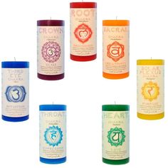 3 x 6 Reiki Charged Chakra Pillar Candle - One of Each (Set of 7) - Magick Magick.com Purple Chakra, Vishuddha Chakra, Candle Meaning, Reiki Courses, Reiki Training, Learn Reiki, Chakra Candle, Reiki Symbols, Recovery Gifts