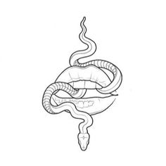 a black and white drawing of a snake