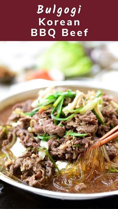 Bulgogi (Korean BBQ Beef) in a big bowl. Beef Bulgogi Recipe, Bulgogi Sauce, Korean Bbq Beef, Recipe Korean, Bulgogi Recipe, Bbq Beef, Beef Recipe, Bulgogi, Korean Bbq