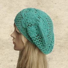 This stylish lace beret is is the perfect additional to your wardrobe. 100% cotton One size fits most. Hand wash and lay flat to dry. NOTE Actual color may slightly different depending on your monitor. Please contact us if you have any questions for the color. Bohemian Hand-knitted Crochet Hat For Spring, Casual Cotton Beret For Spring, Spring Festival Crochet Beanie Hat, Green Casual Crochet Hat For Festival, Casual Green Crochet Hat For Festival, Bohemian Hand Knitted Hats For Spring, Bohemian Knitted Hats For Spring, Bohemian Knitted Spring Hat, Lightweight Spring Crochet Cap