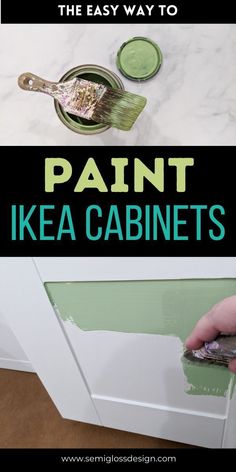 the easy way to paint ikea cabinets is by painting them green and using it as an art project