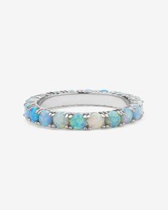 Silver|Blue Opal Ombré Melinda Maria Jewelry, Ombre Rings, Pearl Necklace Earrings, Opal Color, Detailed Ring, Blue Opal, Chain Bracelet, Body Jewelry, Anklets