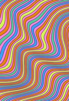 an abstract background with wavy lines in pink, blue, green and orange colors illustration