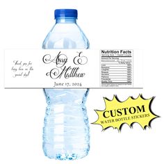 a water bottle label with an image of the label on it