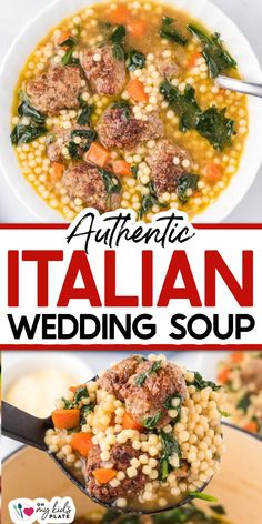 italian wedding soup with meatballs and spinach