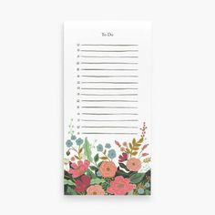 a floral notepad with the words to do written on it and flowers around it