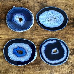 three bowls with blue and white designs on them