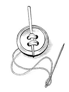 a drawing of a needle and thread on a white background with the words knitting written below it