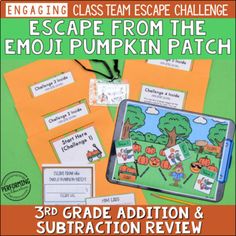 the escape from the emoji pumpkin patch and subtraction review is shown