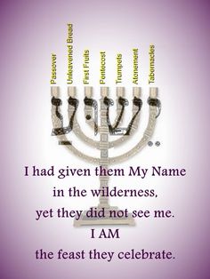 a menorah with the words i had given them my name in the wilderness, yet they did not see me i am the feast they celebrate