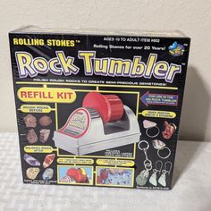 the rock tumbler refill kit is in its original box and ready to be used