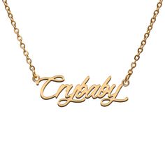 PRICES MAY VARY. Crybaby Name Tag Necklaces for Her His Friends Familys Relationship Memory Jewelry Gift 18K gold plated color with 16"+2" extension chain Choose the Best Name Necklace Jewelry for your Friend or Family Stainless Steel Material and it is nickle free Crybaby Best Friend Family Member Mother Daughter Sister Nana Named Necklace Birthday Party Christmas Gift
 
Product Details: 
Material:Stainless Steel. 
Chain Length (Exclude Name): 16" +2" Adjustable Chain. 
Chain Type: Cable Chain. Memory Jewelry, Necklaces For Her, Best Friend Family, Gift Product, Memorial Jewelry, Cool Names, Name Tag, Name Tags, Tag Necklace