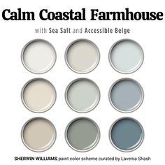 the color scheme for sherylin williams's coastal farmhouse house with sea salt and accessible