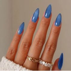 24 Count Press On Nails Almond Shaped Blue Cateye Comes With Jelly Glue And Nail File New Nail Art Bleu, Nails Medium Almond, Glitter Nails Acrylic, Eye Nail Art, Press On Nails Medium, Medium Almond, Almond Nails Designs, Blue Nail Designs