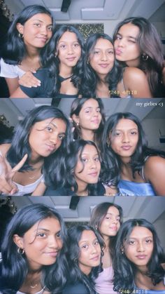 two girls posing for the camera in front of a mirror with their faces close together