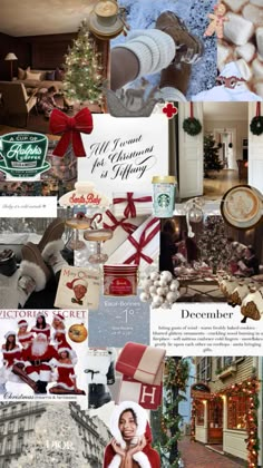 a collage of photos with christmas decorations