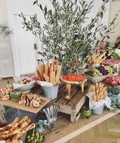 a table filled with different types of food