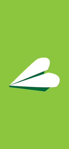 a green background with a white paper airplane on the bottom left corner and right wing in the middle