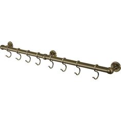 a metal rack with hooks on it