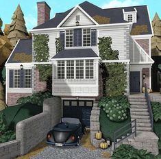 Bloxburg House Idea Realistic, Bloxburg Dream House Exterior, Things To Put In A Bloxburg Town, Mansion Inspo Bloxburg, Bloxburg Houses Tutorial, Bloxburg House Ideas Italian, Hill Bloxburg Houses, One Person House Bloxburg, Sims Autumn House