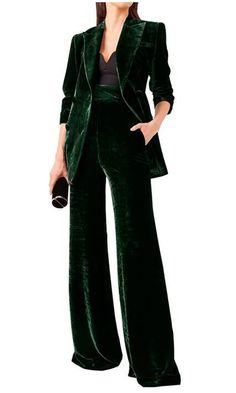 Dramatic Suits For Women, Velvet Pant Suit, Velvet Pants Suit Women, Womens Velvet Blazer Outfit, Women Velvet Tuxedo, Spring Looks For Women 2024, Winter Velvet Long Sleeve Suit, Evergreen Velvet Womens Pant Suit, Fitted Velvet Business Suit