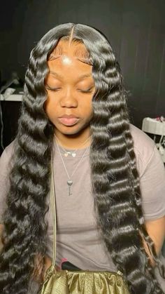 Lace Wig Crimps, Middle Part Quick Weave Crimp, Crimped Middle Part Sew In, Fishtail Wig Install, Body Wave Styles For Black Women, Crimped Leave Out, Middle Part Crimps Quick Weave, Middle Part Sew In Crimps, Middle Part Quick Weave Crimps