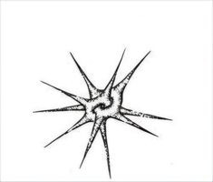 a black and white drawing of a starburst