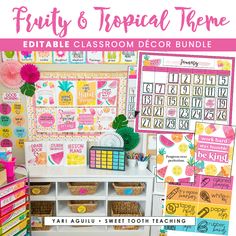 the classroom decor bundle is shown with text that reads, fruit and tropical theme