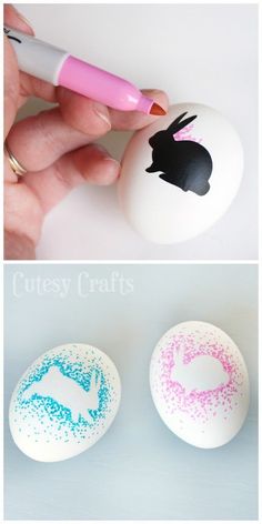 an image of easter eggs with bunny ears painted on them