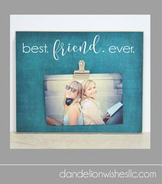 A fun gift for that best friend ever,  this picture frame is made just for you and can be personalized and customized as you choose! That best friend is sure to love attaching the photos of your favorite times together and keeping the memories always on display!  Frames are available in 8x10 or 8x12 and come in a variety of color options so you can customize your own! Always On Display, Display Frames