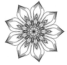 a black and white drawing of a flower