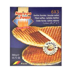 a package of waffles with the label on it's front and side