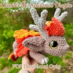 This is a PDF pattern ONLY- NO physical product will be shipped to you This autumn inspired dragon pattern is written in US terminology (English). It includes a list of materials, instructions and photos to help answer any questions you may have along the way! All limbs and decor are sewn together. This pattern is meant for ADVANCED crochet artists, as it utilizes more advanced stitch types, short rounds, adjusting stitch placement, combining parts to make a new part, and skillful sewing.  Once purchased, you will receive an automatic email to the email on your account. If you did not receive the email, navigate to your orders and click on the "Download Files" button under the order including this product. If you have any further issues with the download, please do not hesitate to message Dragon Crochet Pattern, Stitch Types, Dragon Crochet, Points Plus, Advanced Crochet, Autumn Inspired, Dragon Pattern, Autumn Inspiration, Pdf Pattern