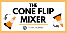 the cone flip mixer is on display in this graphic art printable poster, which features orange and white cones