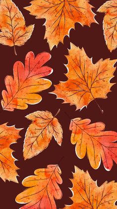 watercolor autumn leaves on black background