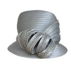 Satin Ribbon Small Brim Hat Features decorative bow and trim. Color: Silver Crown Circumference: 23" Crown Height: 4" Brim Height: 3.25" Elegant Adjustable Hat With Bow, Fitted Brimmed Hat With Bow, Fitted Hat With Bow And Curved Brim, Elegant Adjustable Mini Hat With Bow, Kentucky Derby Party Hat With Satin Bow, Formal Hats With Bow And Adjustable Fit, Formal Hat With Adjustable Bow, Formal Adjustable Hat With Bow, Formal Fitted Ribbon Fascinator