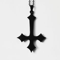 Stainless steel pendant "Gothic Inverted Cross" black including chain Height: 6.5 cm Width: 4.5 cm On the back is an authenticity engraving "TZ" stamped. Witchcraft Jewelry, Inverted Cross, Fashion Alternative, Cross Charm Necklace, Goth Choker, Gothic Crosses, Black Goth, Party Necklace, Stainless Steel Pendant