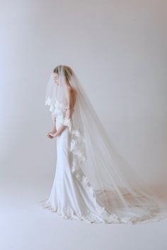 a woman in a wedding dress and veil